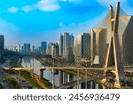 Skyline of Sao Paulo at sunset, Brazil