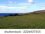 Skyline seen on the slope of Easter Island, Chile.