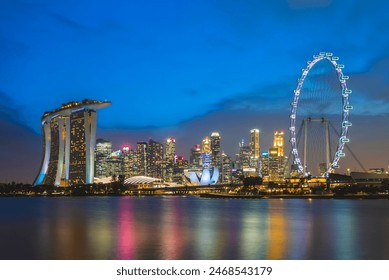 skyline of singapore at marina bay and gardens