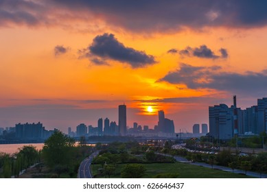 Skyline Sunset At Seoul City Korea