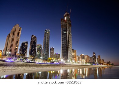 Skyline Of Surfers Paradise Taken From The Beach