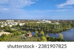 Skyline view of lake in kecskemet Hungary