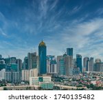 Skylines with clouds. Buildings in the Philippines at the Bonifacio Global City (BGC).