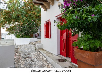 Skyros island, Chora alley traditional architecture - Shutterstock ID 2197397061