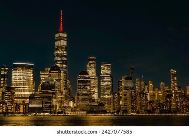 Skyscraper cityscape of metropolitan city of New York, Manhattan. Manhattan cityscape with skyscraper architecture. Manhattan with NY night city skyline. Cityscape of NYC Manhattan - Powered by Shutterstock