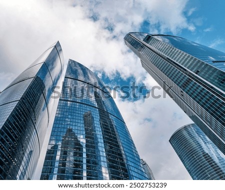 Skyscraper complex Federation, Eurasia tower, business district Moscow City, Moscow, Russia. Modern architecture background.
