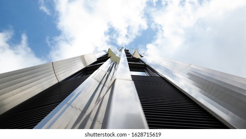 Skyscraper from different perspective with Sky visible. 
