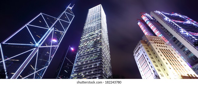 Skyscraper In Hong Kong From Low Angle