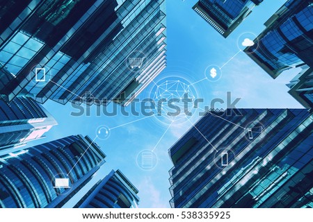 Skyscraper and network connection concept