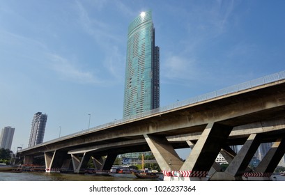 skyscraper over the bridge