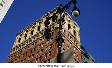 Skyscraper and streetlight