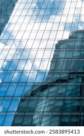 Skyscraper windows close-up. Window frames of demo-scrapers.
