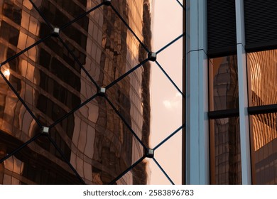 Skyscraper windows close-up. Window frames of demo-scrapers.
