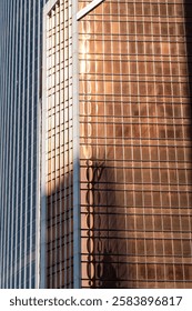 Skyscraper windows close-up. Window frames of demo-scrapers.