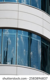Skyscraper windows close-up. Window frames of demo-scrapers.
