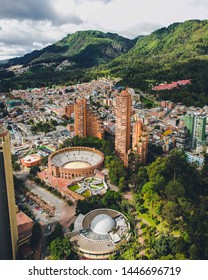 Skyscrapers In Bogota Colombia With Mountains