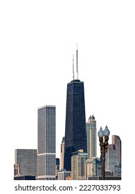 Skyscrapers in Chicago (Illinois, USA) isolated on white background