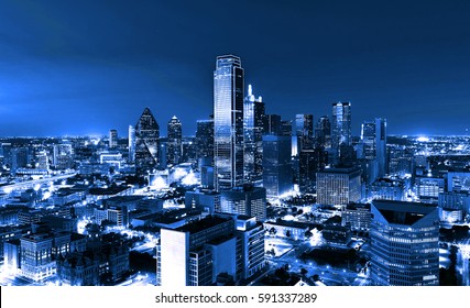 Skyscrapers, City Of Dallas At Night, Texas, USA