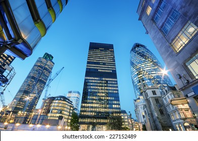 Skyscrapers at the City of London at night. - Shutterstock ID 227152489