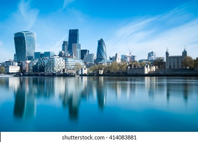 Skyscrapers of the City of London over the Thames , England
