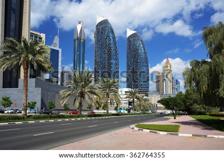 Skyscrapers of the Dubai World Trade center.