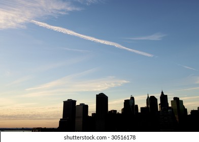 skyscrapers at dusk