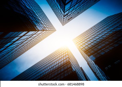 Skyscrapers From A Low Angle View In City Of China.