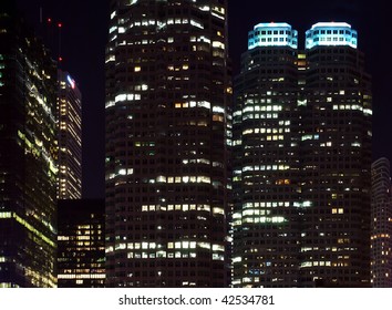 Skyscrapers - Office Buildings In Downtown Toronto At Night Time