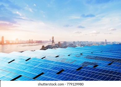 Skyscrapers And Solar Panels, China Nanchang City Landscape.