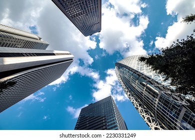 Skyscrapers towering Shinjuku, Tokyo, Japan on a sunny afternoon