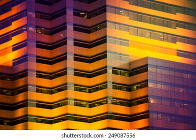 Skyscrapers walls in the evening