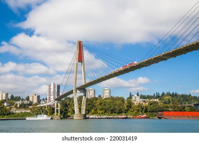 Skytrain Bridge Linking Surrey And New Westminster Cities In BC