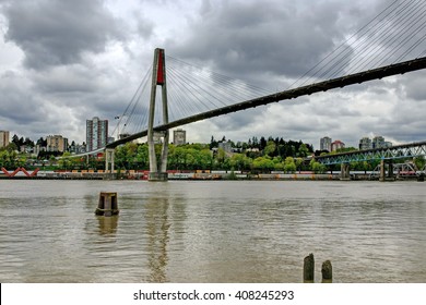 Skytrain Bridge Linking Surrey And New Westminster Cities In BC