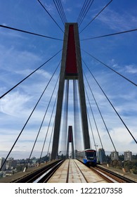 SkyTrain Bridge In Vancouver Between Surrey And New Westminister