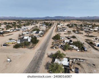 Slab, City, California, From and Aerial Drone Looking at the Country Side and the Abandon Camp Dunlap Army Base