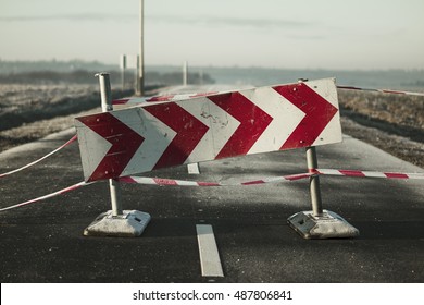 Slanted Detour Sign At Road Construction