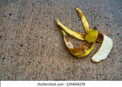 Slapstick Slippery Comedy Banana Peel Laying On Ground Ready To Make Someone Slip And Fall