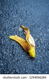 Slapstick Slippery Comedy Banana Peel Laying On Ground Ready To Make Someone Slip And Fall