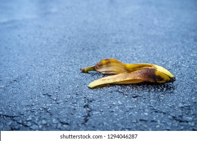 Slapstick Slippery Comedy Banana Peel Laying On Ground Ready To Make Someone Slip And Fall