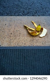 Slapstick Slippery Comedy Banana Peel Laying On Ground Ready To Make Someone Slip And Fall