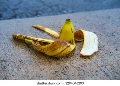 Slapstick Slippery Comedy Banana Peel Laying On Ground Ready To Make Someone Slip And Fall