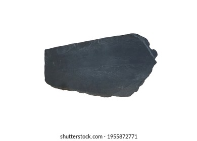 Slate Rock Slab Isolated On White Background. A Fine-grained, Foliated Metamorphic Rock .