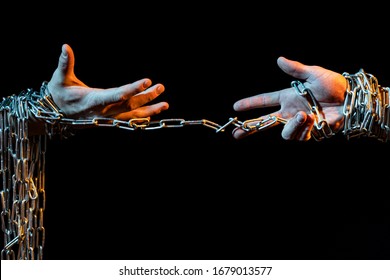 Man With Broken Chains In Sunset Images Stock Photos Vectors Shutterstock