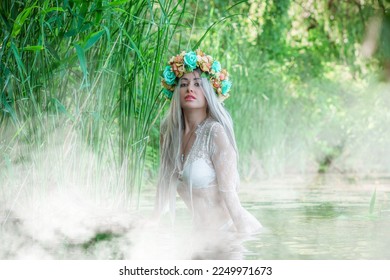 Slavic legends about mermaid, mystical illustration for folklore. Siren look  - Shutterstock ID 2249971673