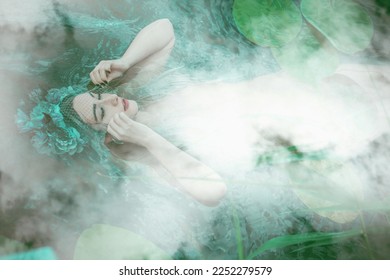 Slavic legends about mermaid, mystical illustration for folklore. Siren look  - Shutterstock ID 2252279579