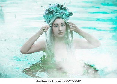 Slavic legends about mermaid, mystical illustration for folklore. Siren look  - Shutterstock ID 2252279581