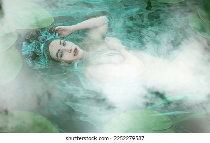 Slavic legends about mermaid, mystical illustration for folklore. Siren look  - Shutterstock ID 2252279587