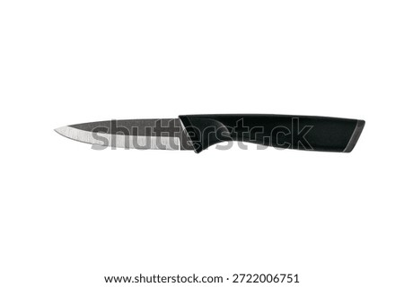 Sleek Black Handled Kitchen Paring Knife on White Background