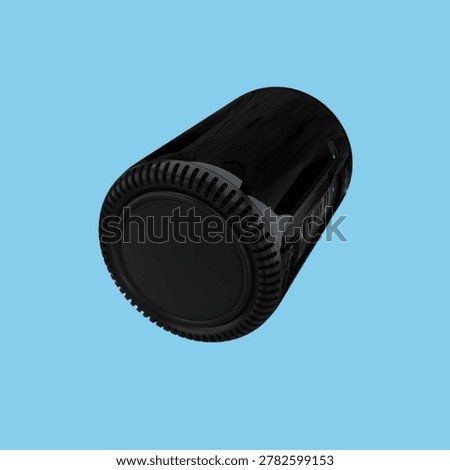 A sleek, cylindrical object with a textured surface, likely a portable speaker or similar tech device.