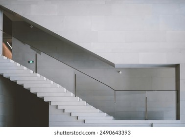 A sleek, modern staircase with clean lines and a minimalist design.  - Powered by Shutterstock